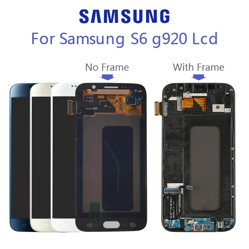 100% Original Tested Burn-in shadow Screen Digitizer Assembly+Front frame for Samsung Galaxy S6 G920F Lcd | Мобильные телефоны и