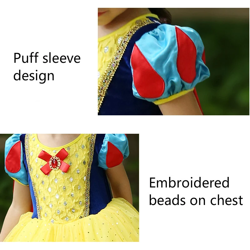 Disney Snow White Princess Dress for Girls - Perfect Costume for Halloween, Christmas Party, and Cosplay - High-Quality Children's Clothing for New Year Celebrations image 6