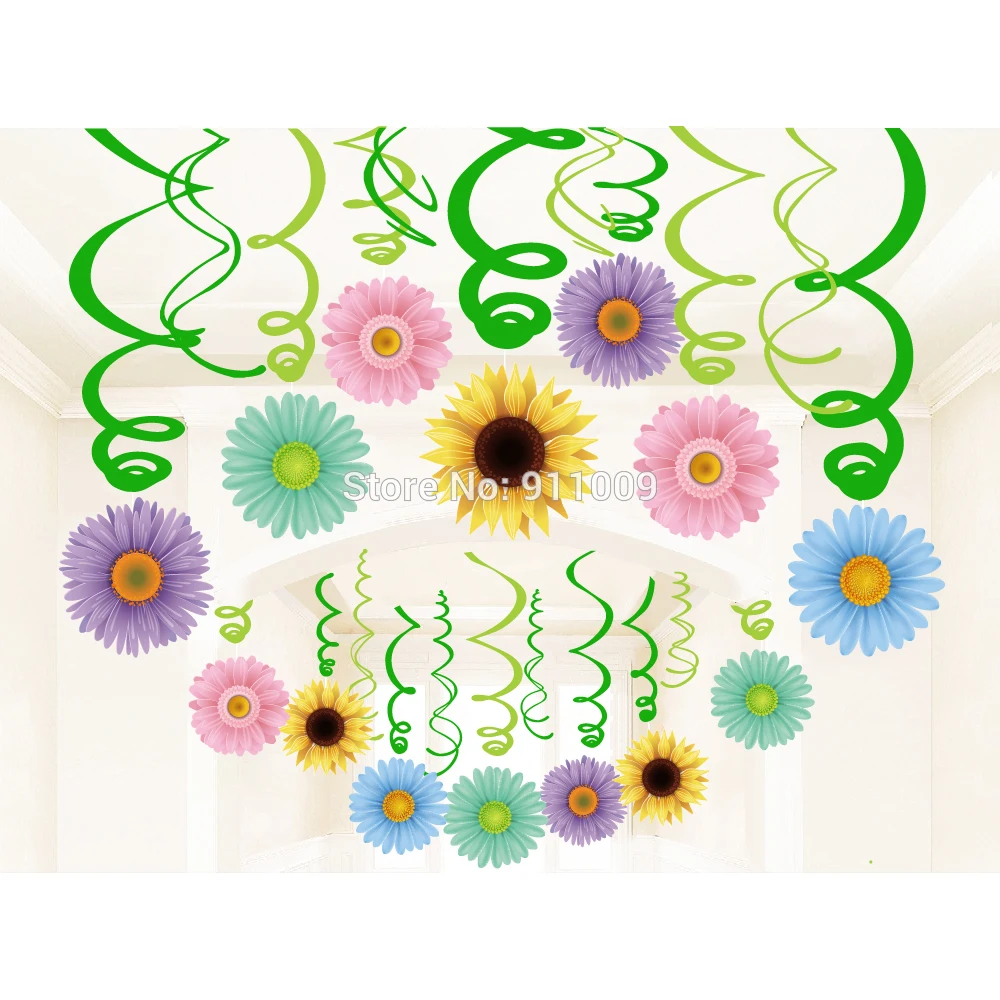 30 шт. потолок фольга спирали висячие вихревые дети день рождения Подсолнух