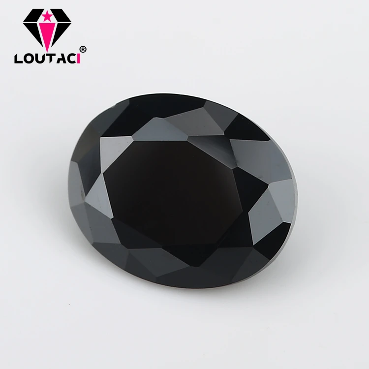

Производитель LOUTACI, оптовая и розничная продажа овальных черных фианитов для женщин, большой размер 8x12-13x18 мм