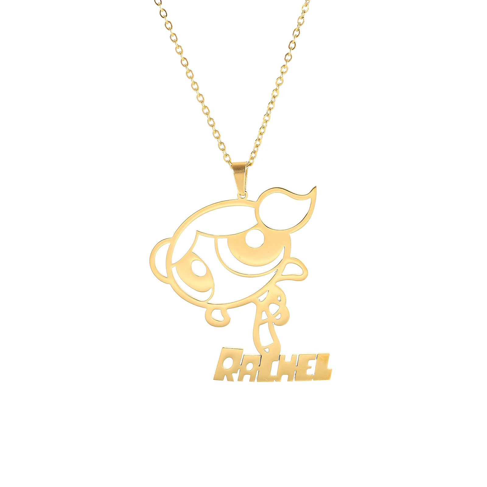 Custom Picture And Name Necklace DIY Personalized Cartoon Animal Photo Letter Stainless Steel Pendant For Children Jewelry Gifts
