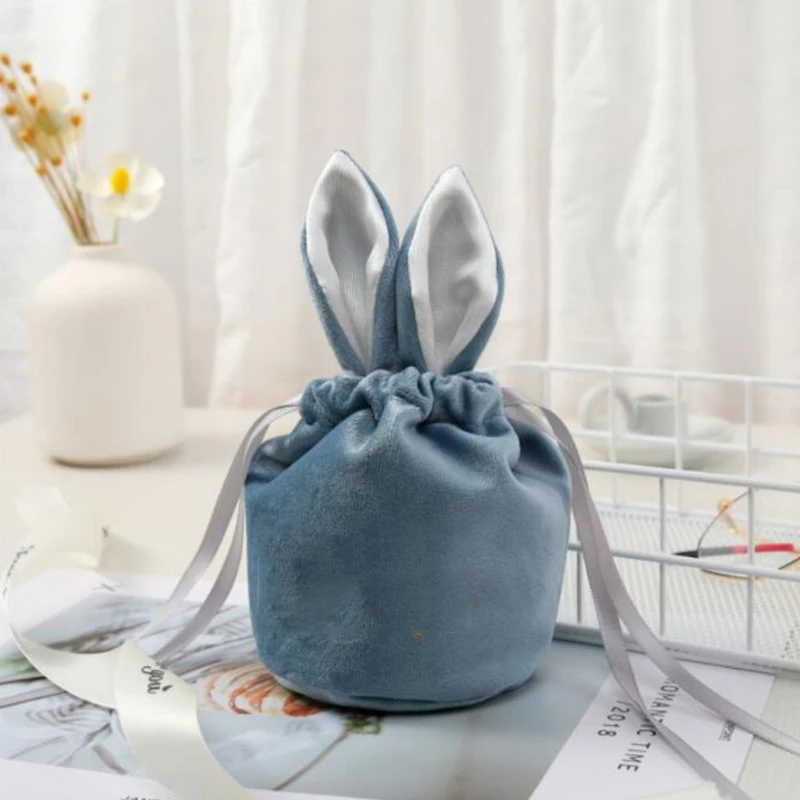 

Cartoon Rabbit Ears Velvet Easter Bags Baking Easter Candy Cookie Packaging Bag Wedding Part Decor Valentine's Day Gift Bag