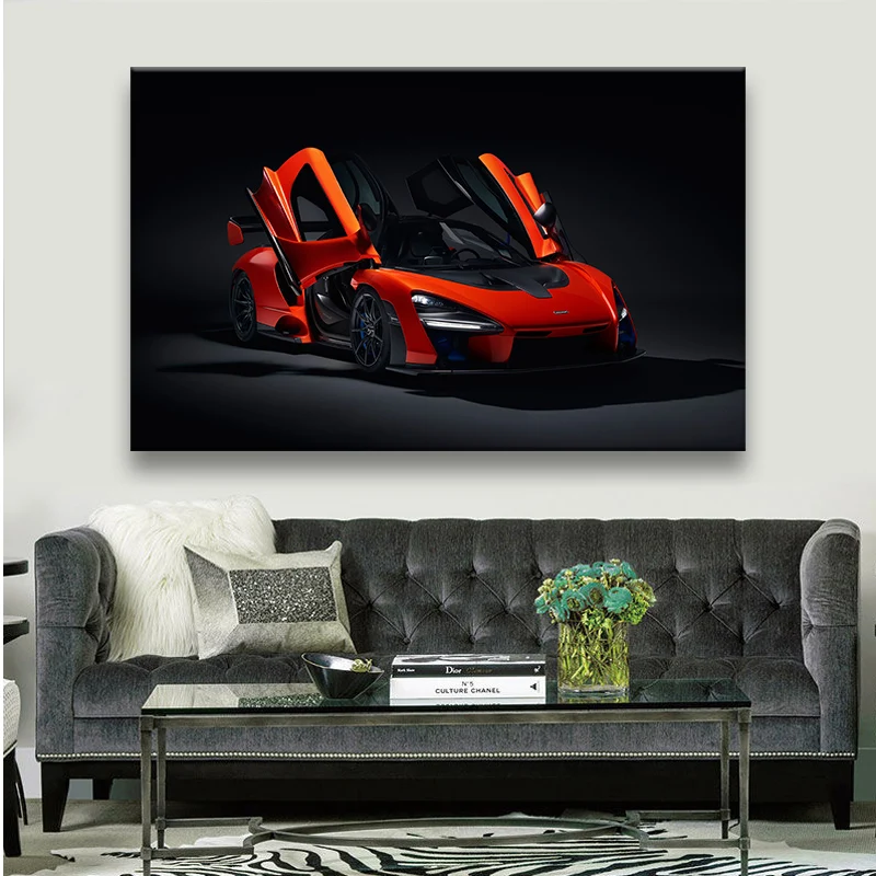 

Supercar McLaren P1 chasing Ferrari Rafa home paintings picture art canvas poster frame painting for room decoration