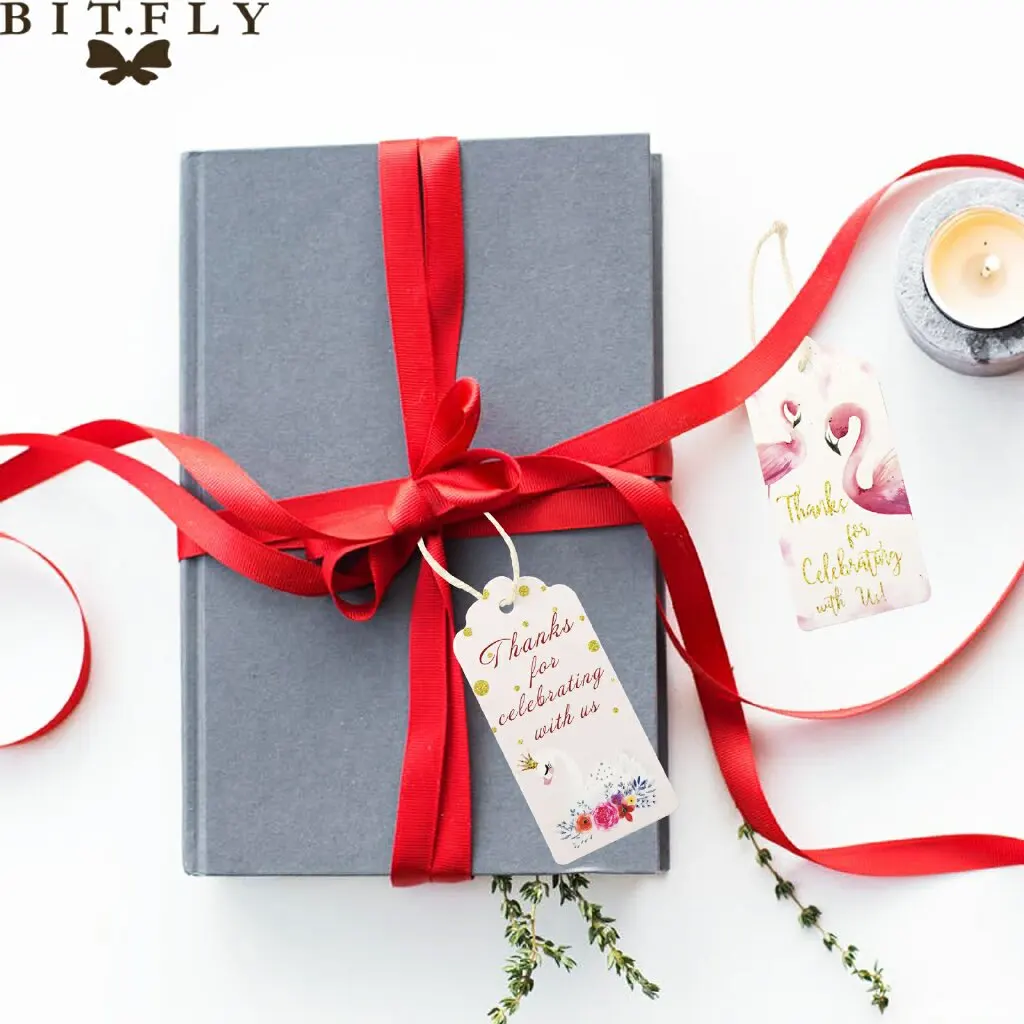 50 шт. бумага Единорог Фламинго спасибо бирки подарочная упаковка конфетная