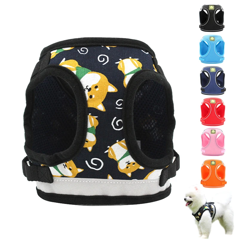 

Маленький поводок для собак для щенков, нейлоновый тренировочный мягкий сетчатый нагрудный ремень, принадлежности и поводок, светоотражаю...