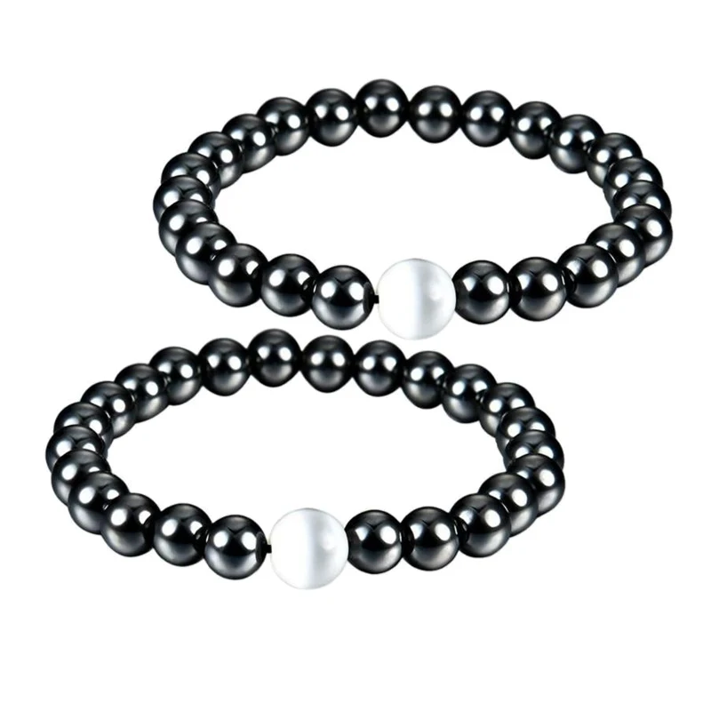 Натуральный черный магнитный гематитовый браслет для терапии камнями
