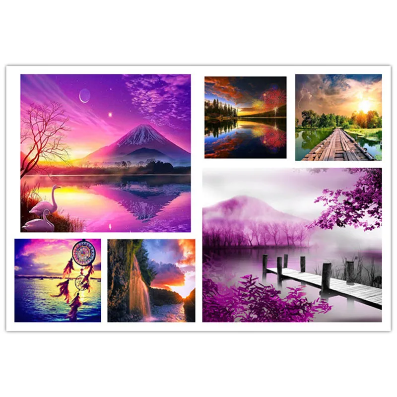 

5D DIY Diamond Painting Landscape Trees Picture Cross Stitch Gift Square/Round Full Drill Embroidery Mosaic Art Home Decoration