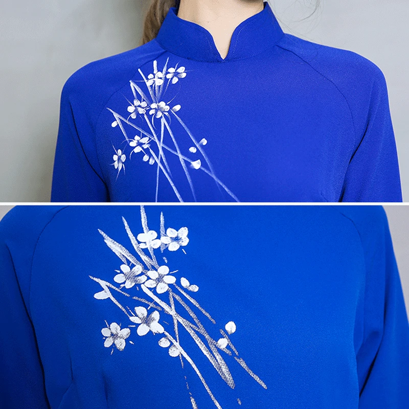 Женское платье в стиле пэчворк повседневное длинное вьетнамское Корейском