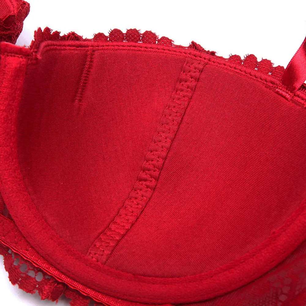 Womens Push Up Brassiere Lace Bras Sexy Lingerie BH Tops Gather Underwear Plus Size A B C D DD Cup