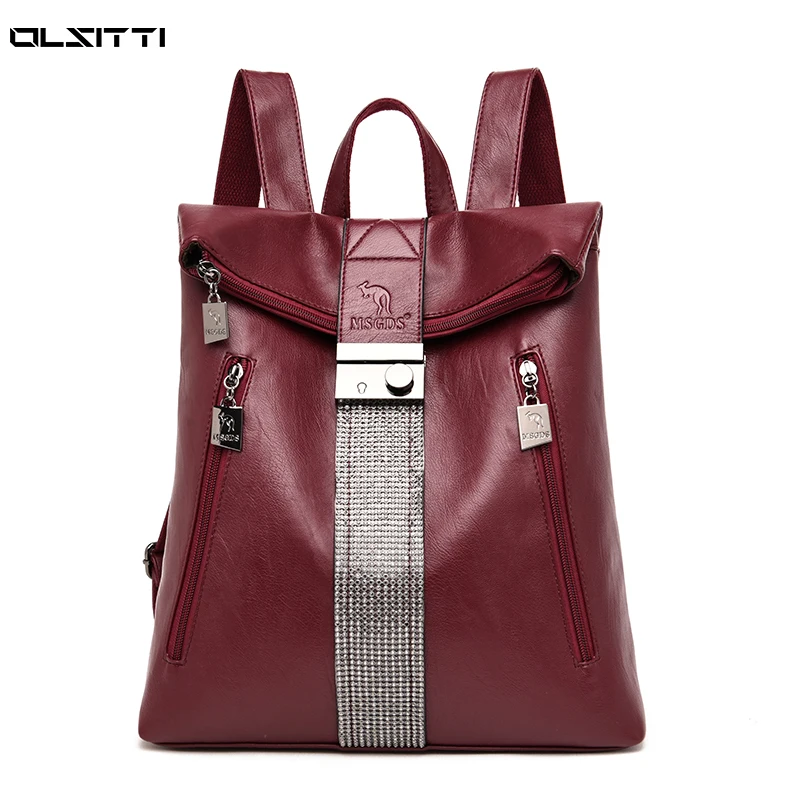 

Высококачественный однотонный кожаный рюкзак для женщин, новинка 2020, повседневные компактные школьные ранцы, Женский дорожный рюкзак, рюкз...