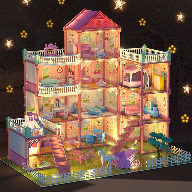 Большой кукольный домик сделай сам для детей Барби кровать диван стол кукольная