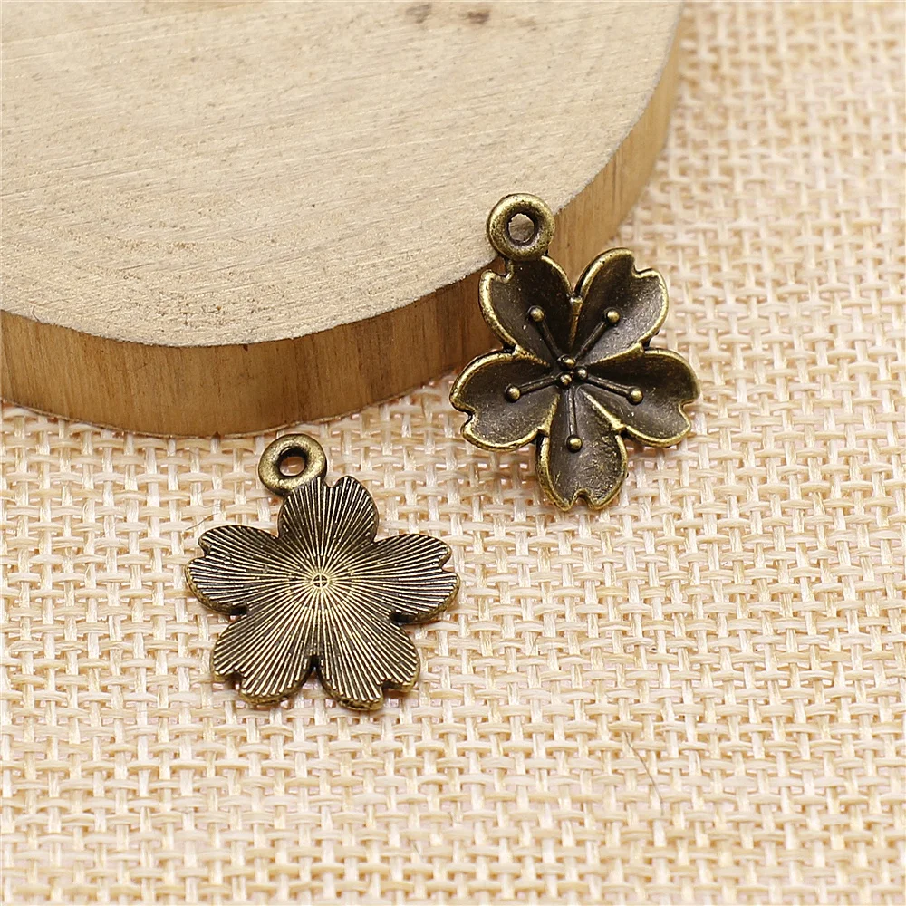 

free shipping 50pcs 20x16mm antique bronze Flowers charms diy retro jewelry fit Earring keychain hair card pendant accessories