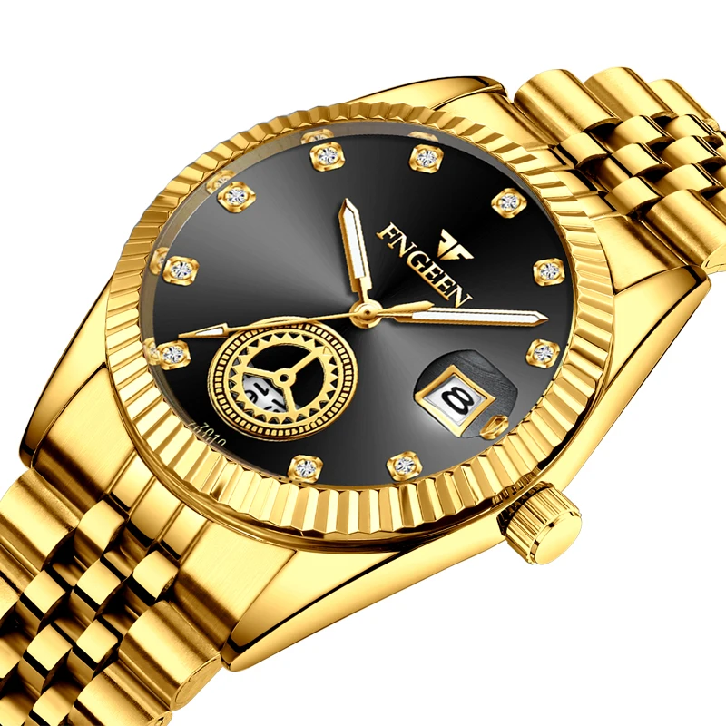 

Fashion Mens Watches Top Luxury Brand Watch Male Clock Golden Quartz Wrist Watches Stainless Steel Waterproof Relogio Masculino