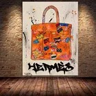 Современная модная холщовая картина с сумкой, абстрактные граффити, настенные картины для гостиной, домашний декор