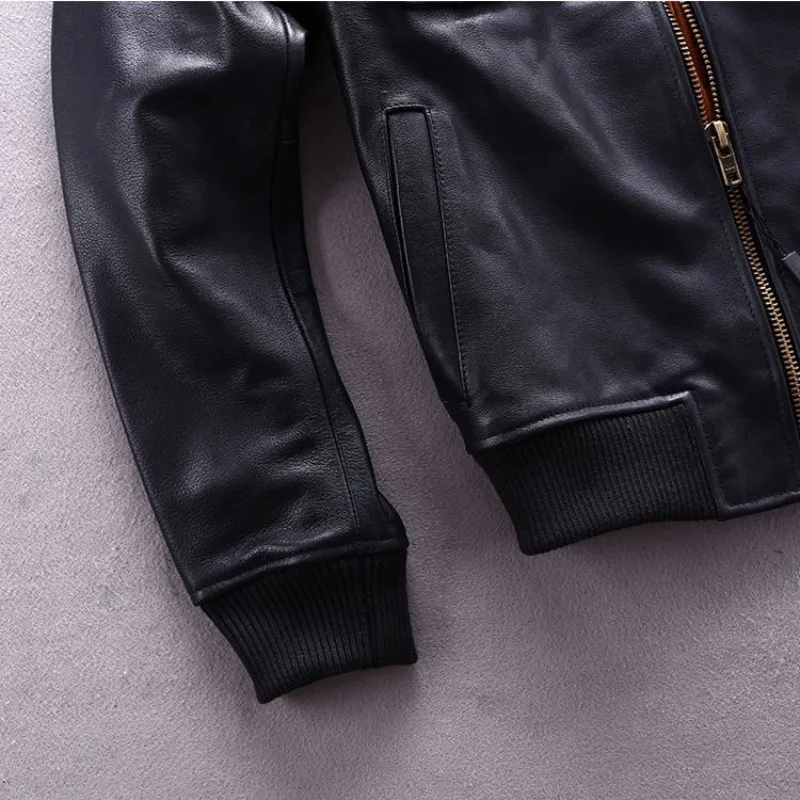 

Luxury 100% Real Leather Men Motorcycle Short Jacket Fashion Autumn Lapel Slim Outerwear Brand Black Punk Casual Cowhide Coat