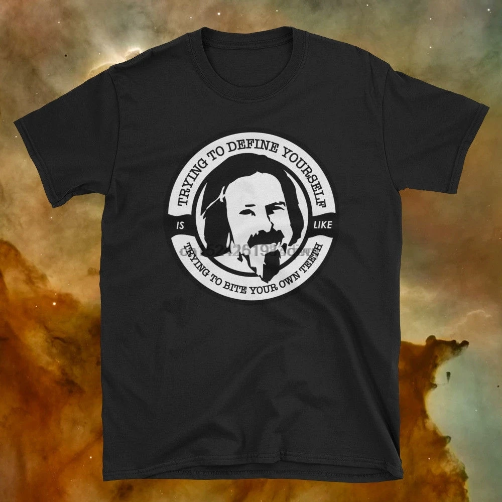 

Alan Watts Defining Yourself Quote T-shirt Black White