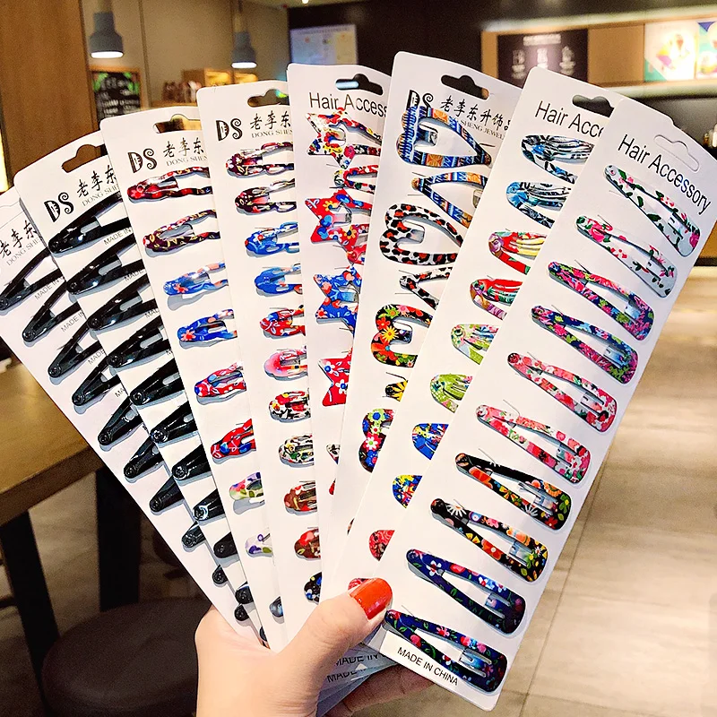 Заколки для волос женские из сплава с геометрическим принтом 10/12 шт./компл.| |