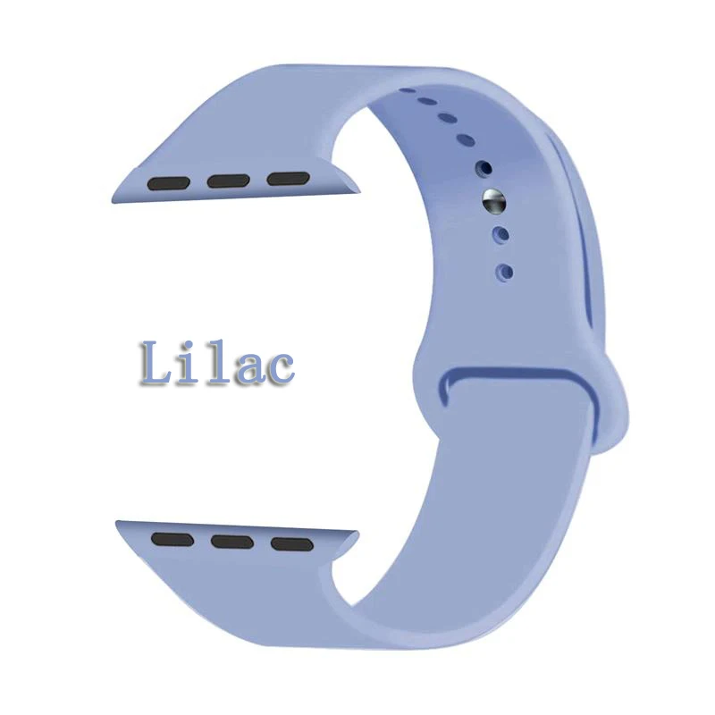 Lilac Oulucci Одноцветный ремешок для apple watch 38 мм/40 мм/42 мм/44 мм спортивный ремешок силиконовый ремешок аксессуары для apple watch 5/4/3/2/1 - Цвет ремешка: Lilac