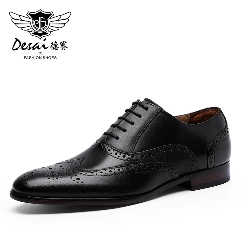 DESAI первый слой коровья кожа оксфорды модельные туфли для мужчин с закрытым