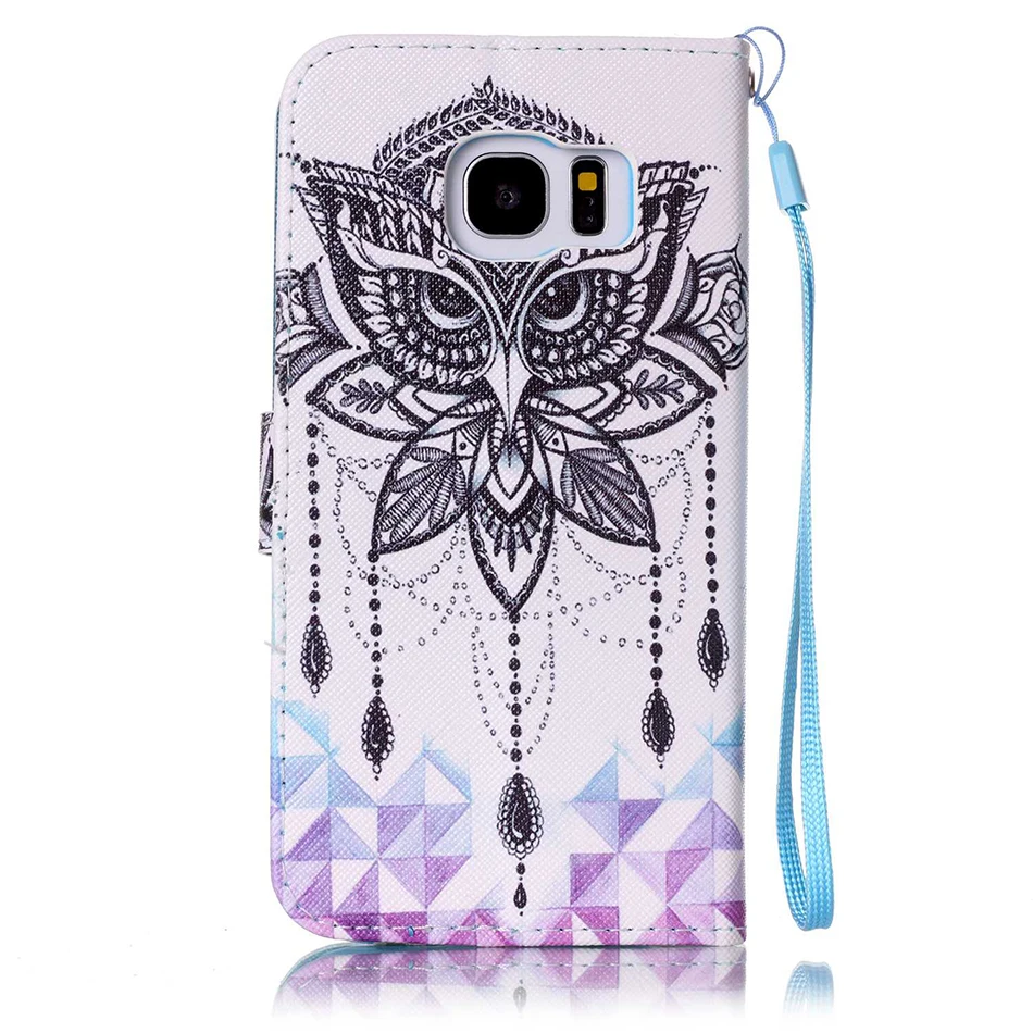 Сова цветочный узор бумажник флип чехол для samsung Galaxy S4 S5 S6 S7 край A3 A5 J5 J7 A310 A510 G530 J510 J710 Fundas крышка