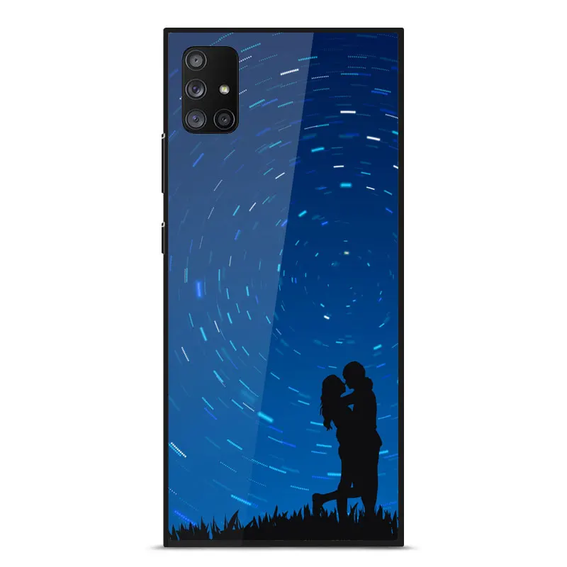 

Case For Samsung A71 Smooth Tempered glass Scratch proof shockproof Back Cover For Samsung A71 A715 Painted pattern Phone Cases
