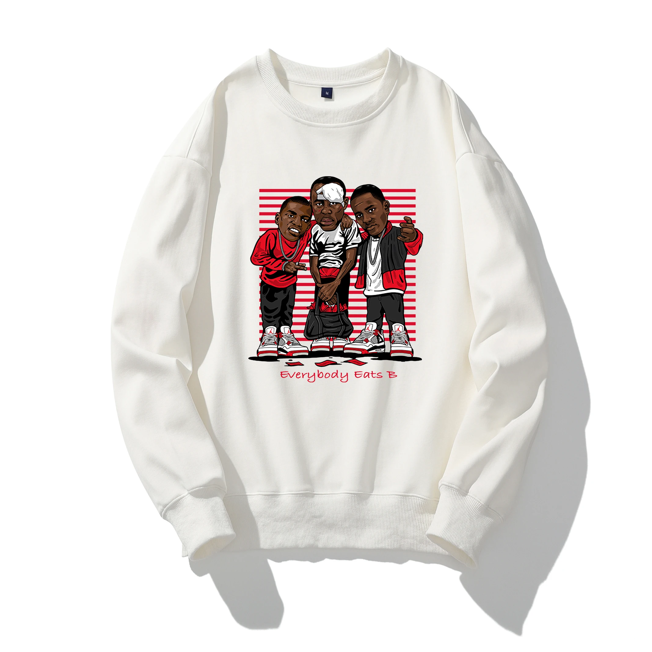 

New Arrivals Wholesale Men Winter 100% Cotton Everybody Eats B Print Graphic Sweatshirts Fashion Streetwear Hip Hop Clothing