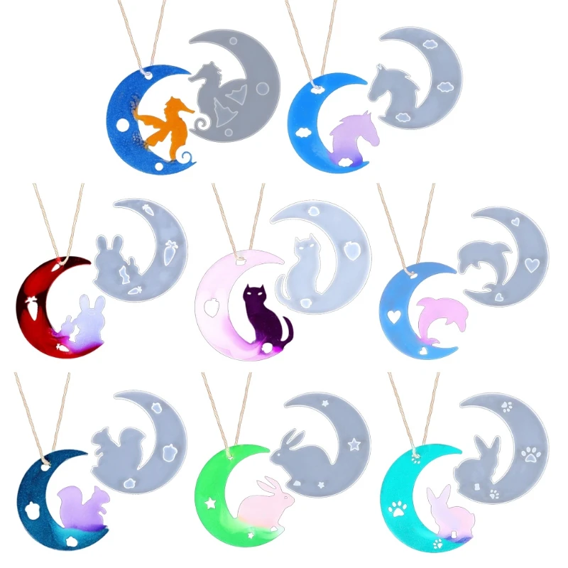 

DIY Crafts Jewelry Making Crystal Epoxy Resin Mold Moon Pendant Silicone Mould