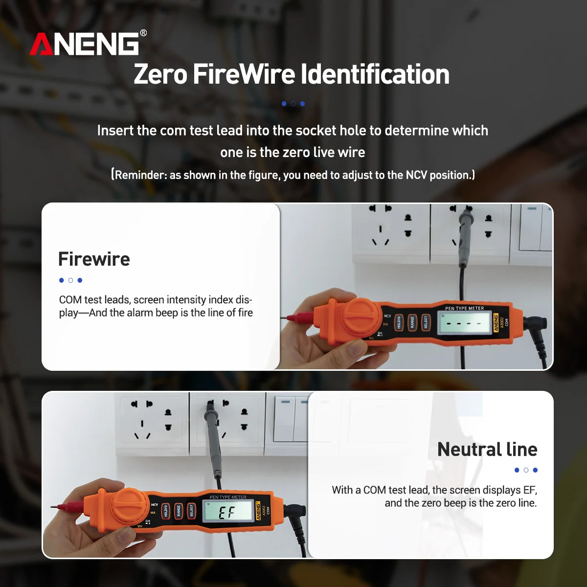 Ручной мультиметр 4000 отсчетов Цифровой ручка Бесконтактный ручной тестер