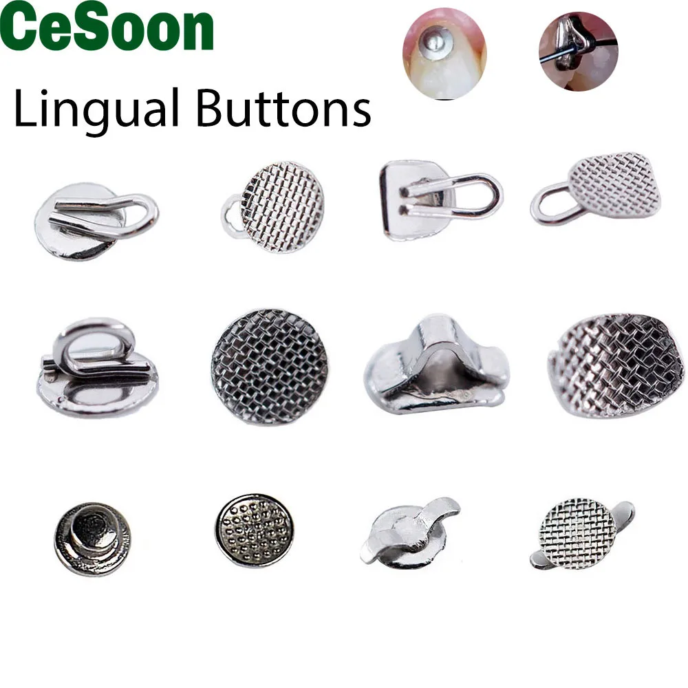 

10Pcs/Bag Orthodontic Metal Lingual Buckle Buttons Dental Composite Traction Hook Direct Bondable Eyelet Round Rectangular Base