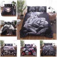 3d skeleton cartoon digital printing 23pcs quilt cover pillowcase double bed sheet cover quilt cover bedroom bedding