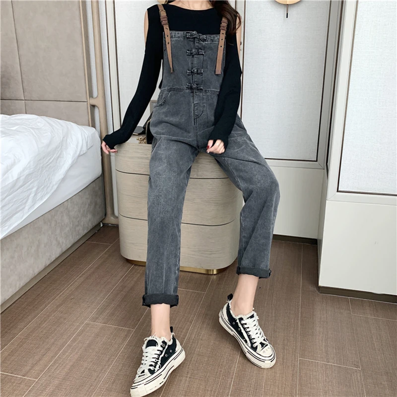 Комбинезон женский джинсовый в винтажном стиле комбинезон на подтяжках