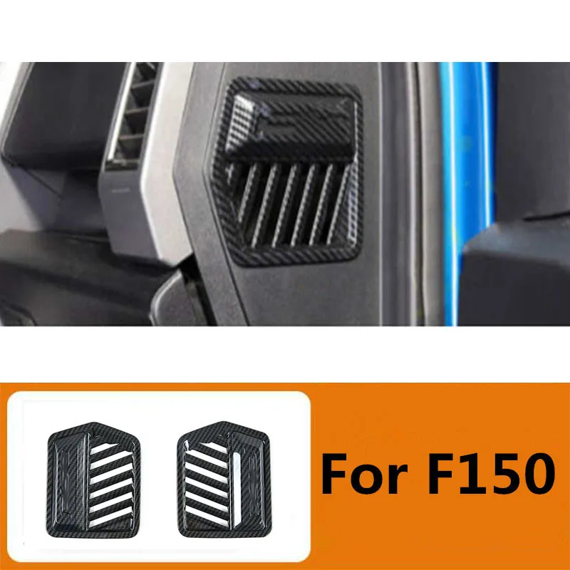 

2Pcs Carbon Fiber Color Instrument Panel Left & Right Sides A/C Air Outlet Cover Trim Car Accessories For Ford F150 2015-2020