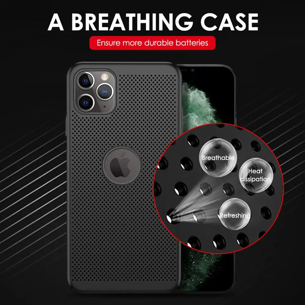 

Hollow Heat Dissipation Case For iPhone 12 11 Pro Max Mini SE 2020 6 6s 7 8 Plus 5 5s SE X XS XR Ultra Slim Coque Hard Cover
