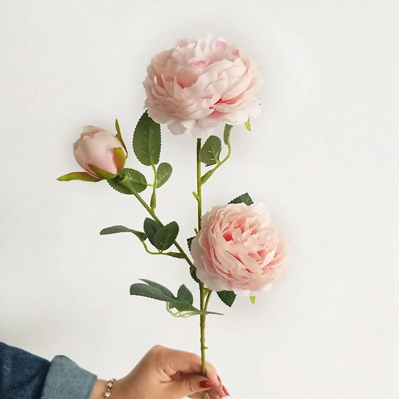 3 бутоны искусственных цветов пион букет Шелковый Свадебный Осенняя яркая