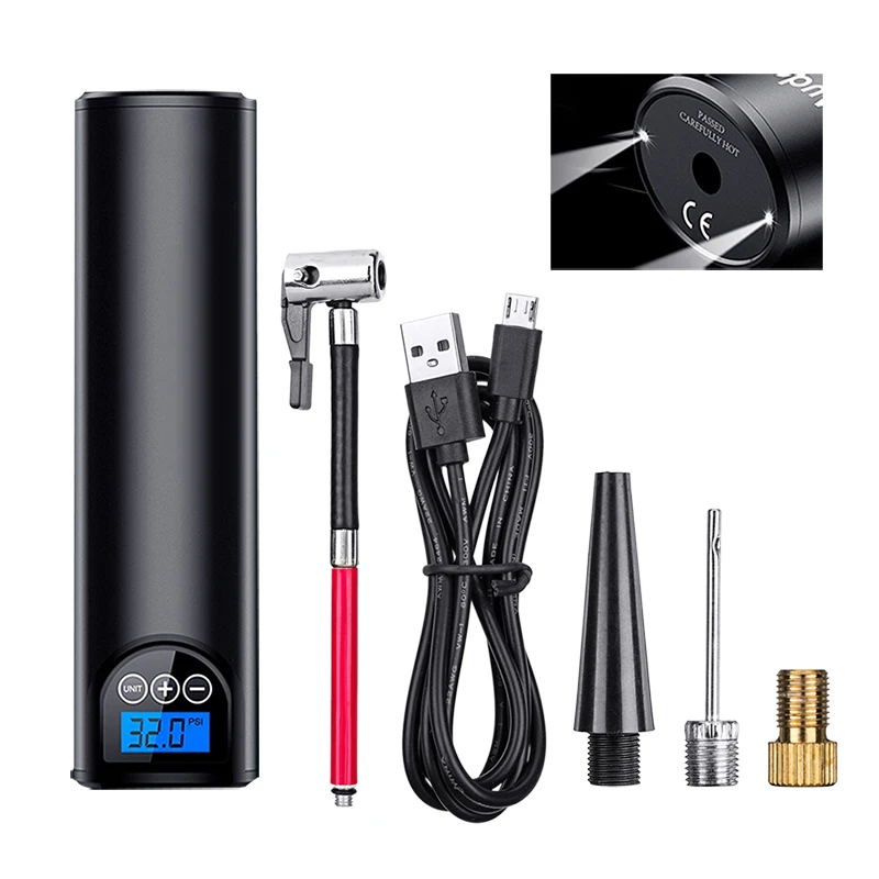 Comprar Compresor De Aire Portátil Inalámbrico USB, Bomba Inflable De Mano LCD Para Coche, Bicicletas, Neumáticos, Bolas, Anillos De Natación, 12V, 150PSI