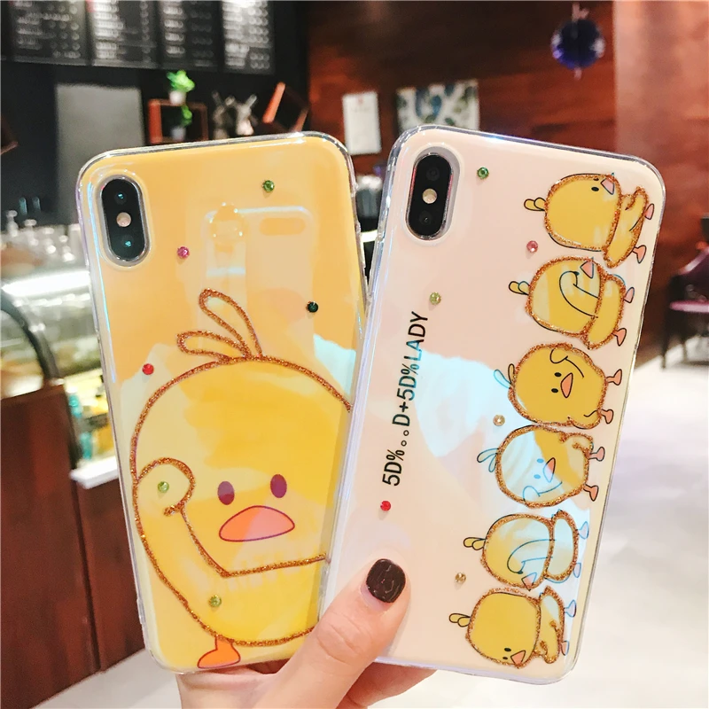 Мягкий силиконовый чехол из ТПУ для iPhone 11 Pro Xs Max X XR 6 6s 7 8 Plus блестящий милый