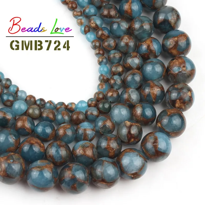 

Natural Lake Blue Cloisonne Jaspers Stone 4 6 8 10 12mm Round Loose Beads for Jewelry Making Diy Necklace Wholesale 15 inches