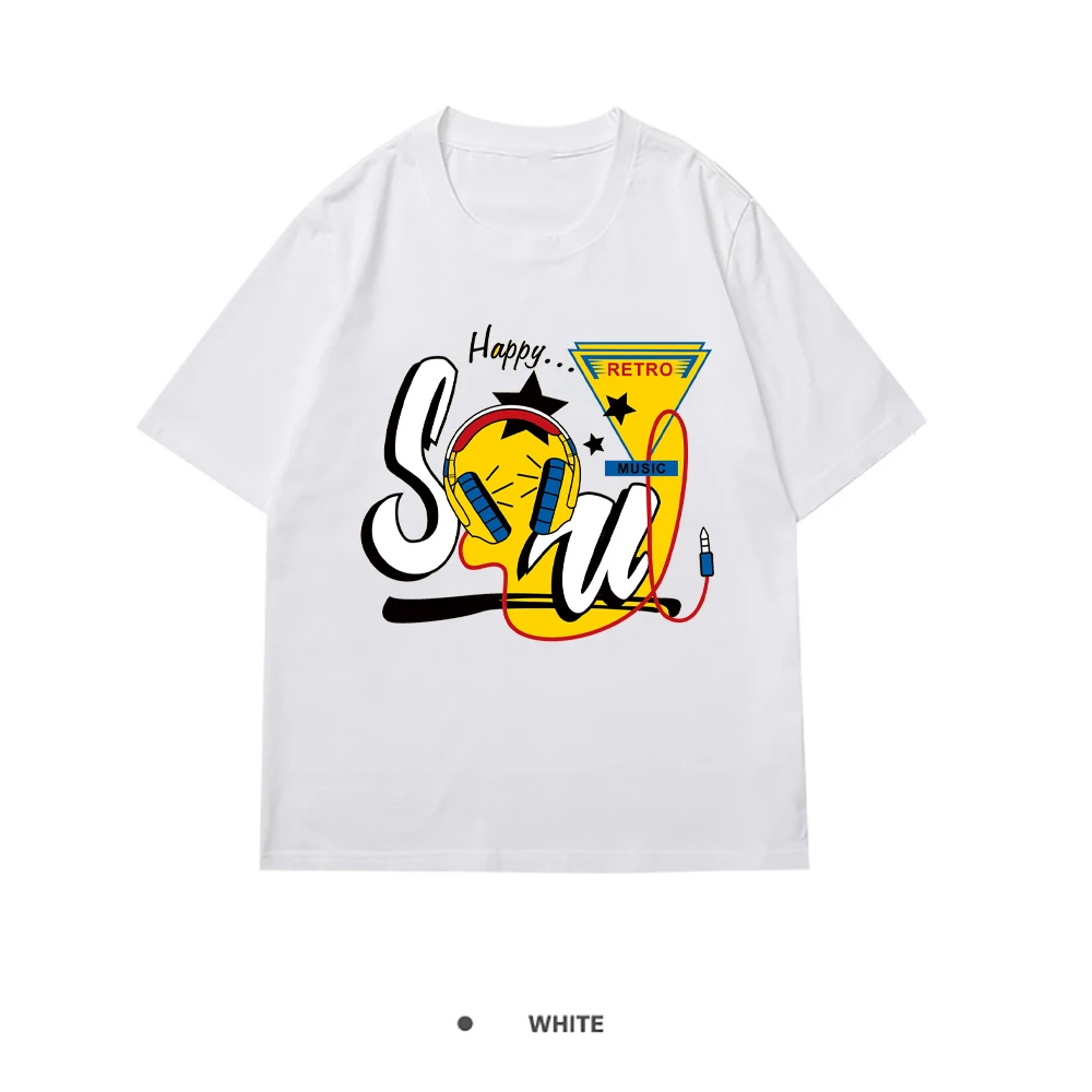 

Retro Music Print T-Shirts Woman Crewneck Short Sleeve Summer T Shirt Vogue Fit T-Shirt 2021 New Woman T-Shirts