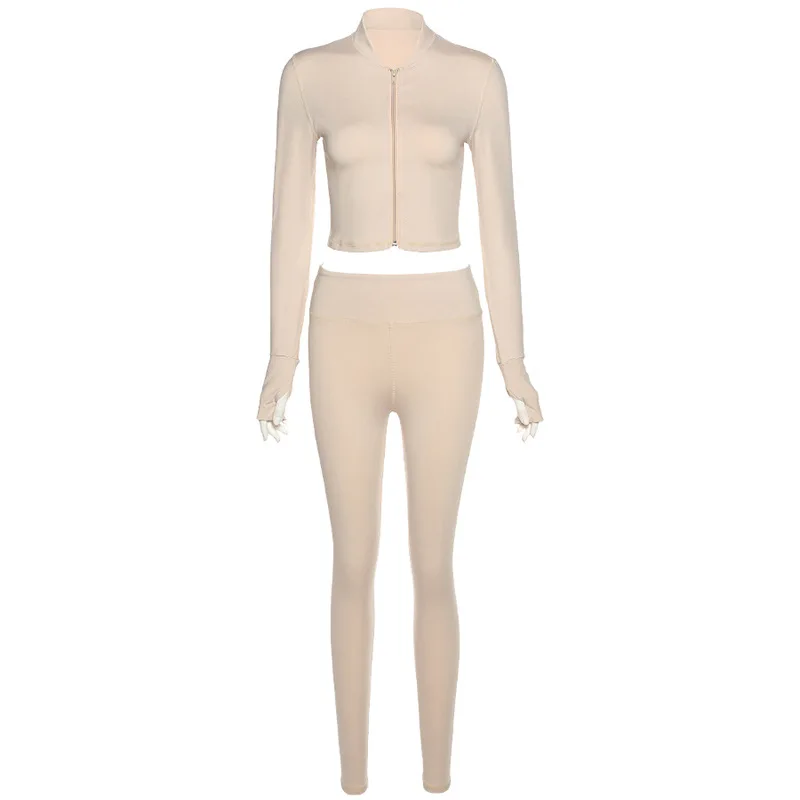 

Yoga Suit for Fitness Two Piece Sport Set Women Outfit Sportswear Long Sleeve Crop Top Gym Clothing Workout Set Women Tracksuit