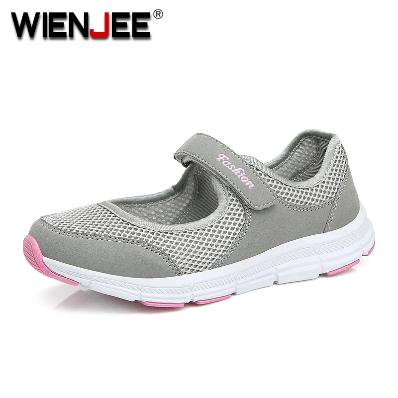 Женские сетчатые туфли мягкие дышащие кроссовки на плоской подошве повседневная