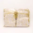 Подарочные пакеты из белой органзы, мешочки с рисунком звезды, Луны 9x12, золотая нить, шнурок для упаковки ювелирных изделий, новогодний подарок, мешок для сережек