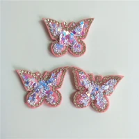 24pcslot 3 62 6cm butterfly sequin padded appliques for diy shoe accessories craft handmade decoration
