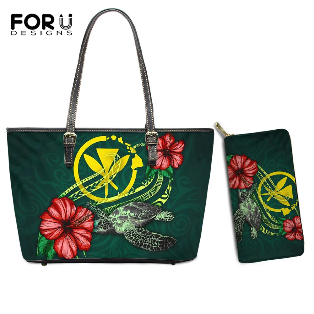 

FORUDESIGNS роскошная женская сумка, гавайская черепаха, 3D-печать, модная женская сумка через плечо и кошелек из искусственной кожи, комплект Sac A ...
