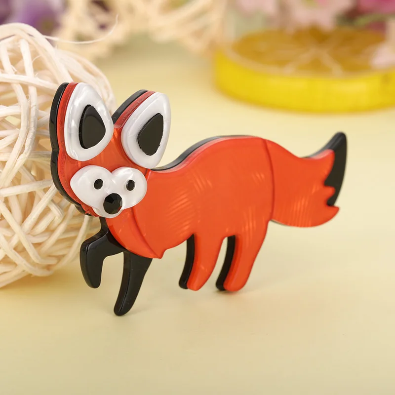 Маленькая акриловая брошь Funmor Kawaii в форме лисы оранжевые булавки животного для