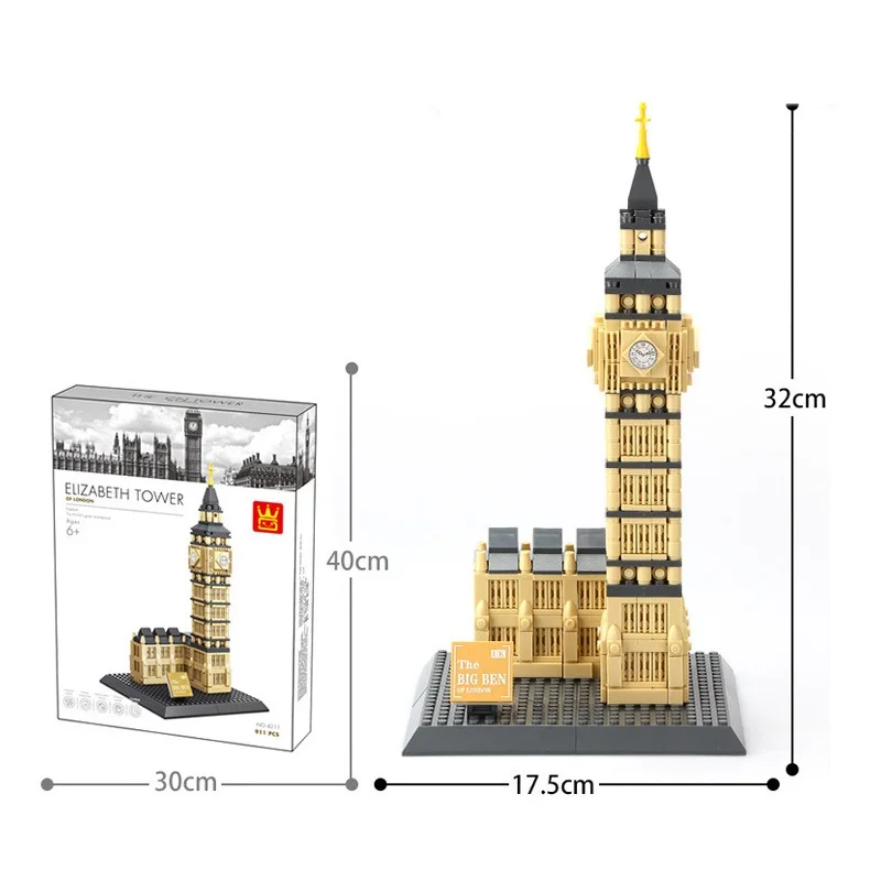 

Paris Elizabeth Tower Big Ben Bricks City Great Building Blocks Toys for Children Kids Gifts Model 891Pcs