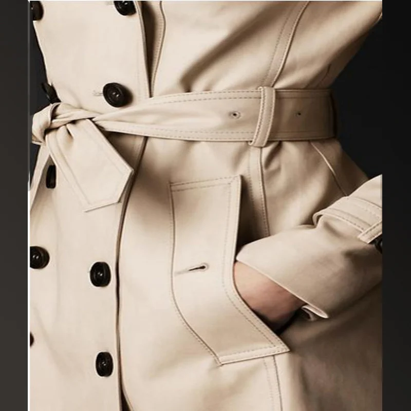 

2021 Autumn New Brand Women Trench Coat Long Windbreaker Europe America Fashion Trend Double-Breasted Slim Long Trench Q1534
