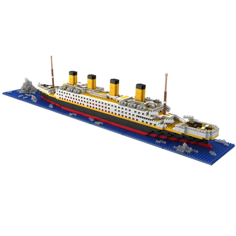1860pcs RMS Titanic Cruise Ship Model Boat DIY Diamon Dassemblage Building Blocks Mini Micro Bricks Educational Kids Toys Gifts | Игрушки и