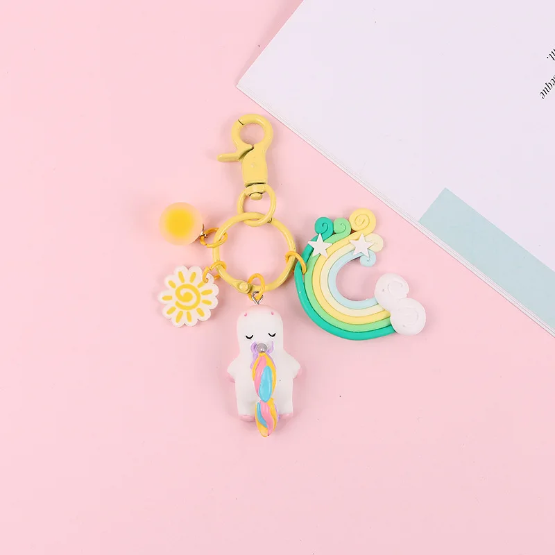 2019 New Cute Cartoon Colorful Unicorns Keychain Doll Key Ring Gift For Women Girls Bag Pendant Figure Charms | Украшения и