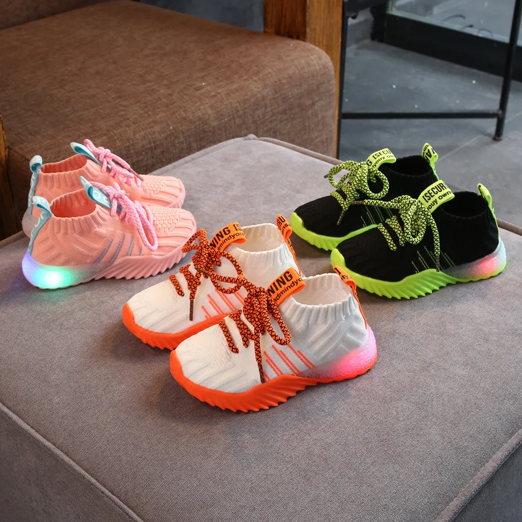 

Toddler Infant Kids Baby Girls Boys Mesh LED Light Luminous Sport Shoes Sneakers Fashion Light Shoes Kids