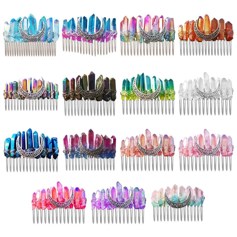 Градиентная Радужная расческа для волос из искусственного сырья с кристаллами